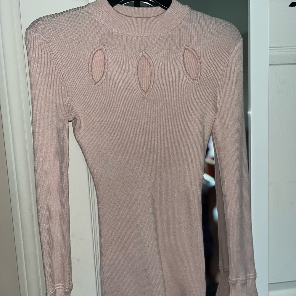 Fitted Short Sweater Dress with Flare Sleeves
